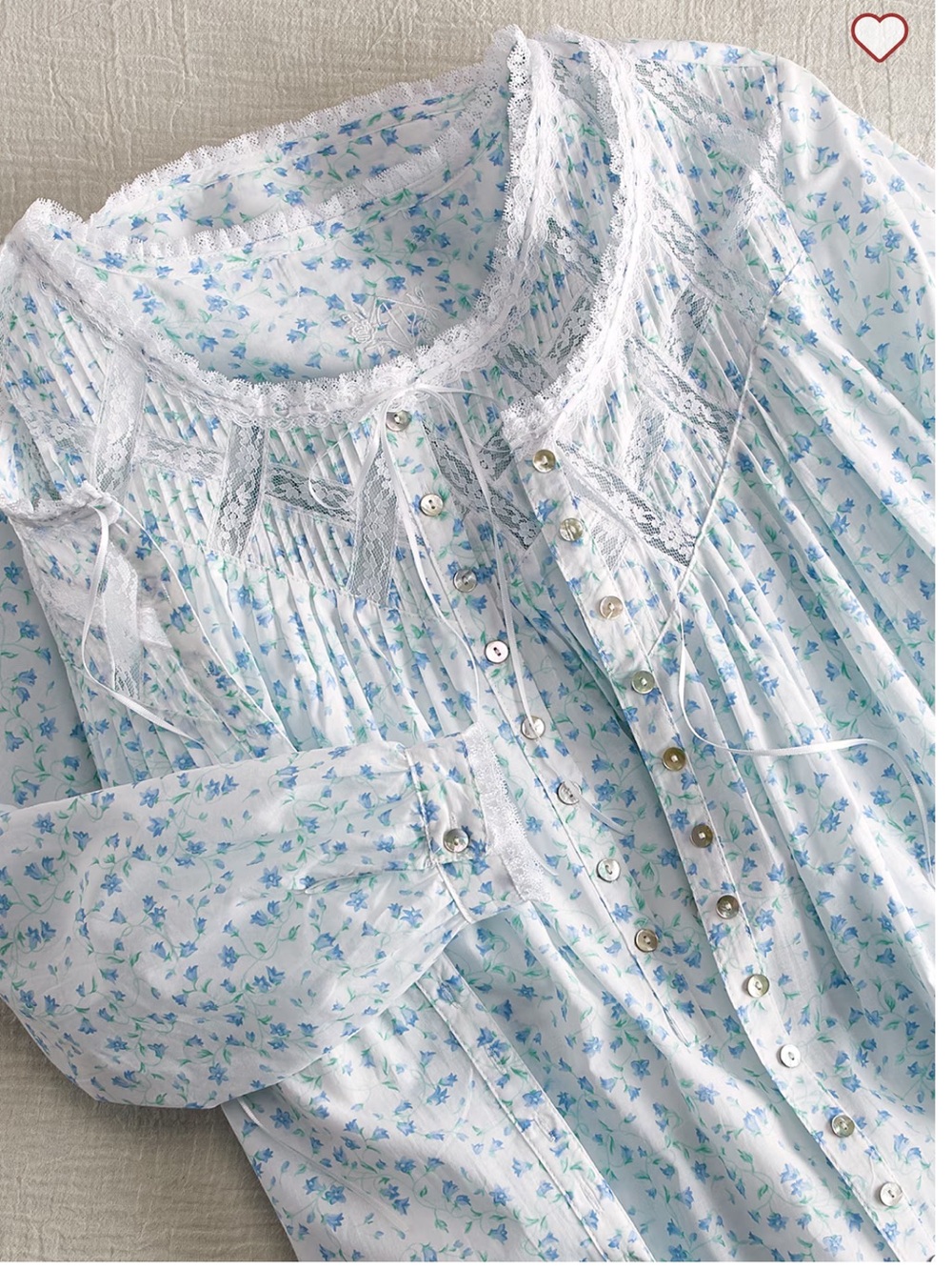 Eileen West Nightgown & Robe Set - Blue Floral Cotton - XS